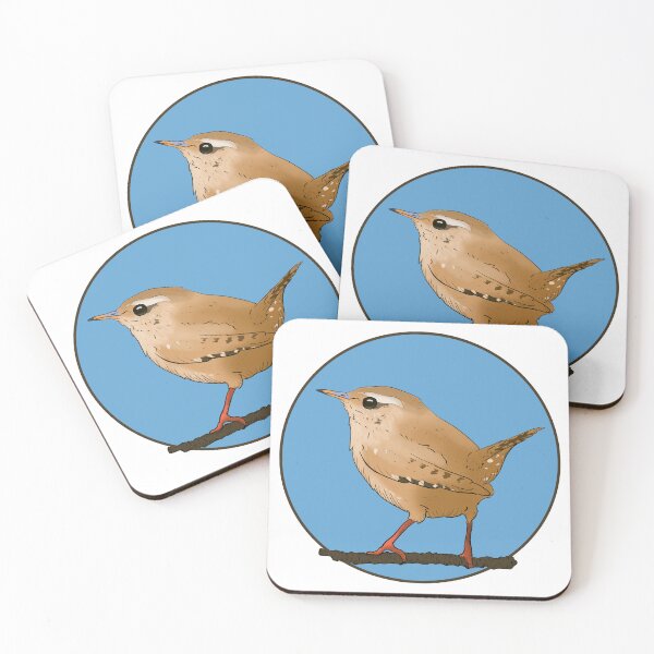 Item preview, Wren (Troglodytes troglodytes) in the blue circle designed and sold by WindyAndWarm.