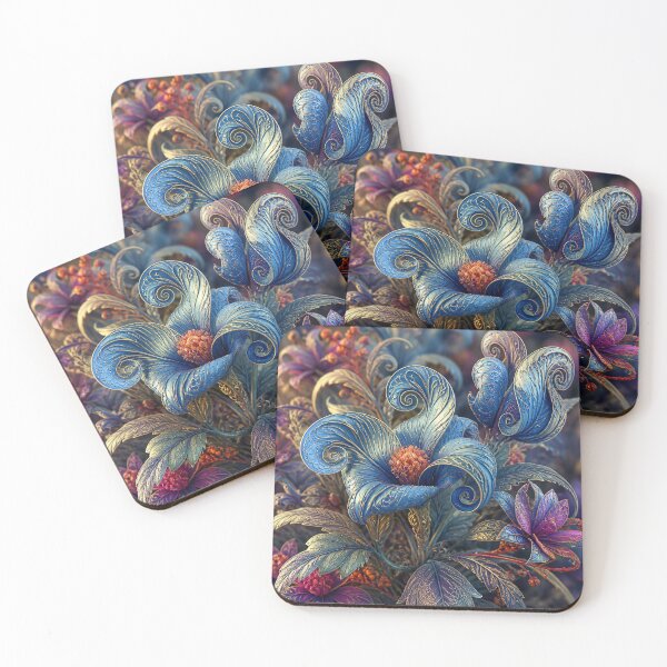 Item preview, Blue Filigree Flowers  designed and sold by Beyond The Canvas.