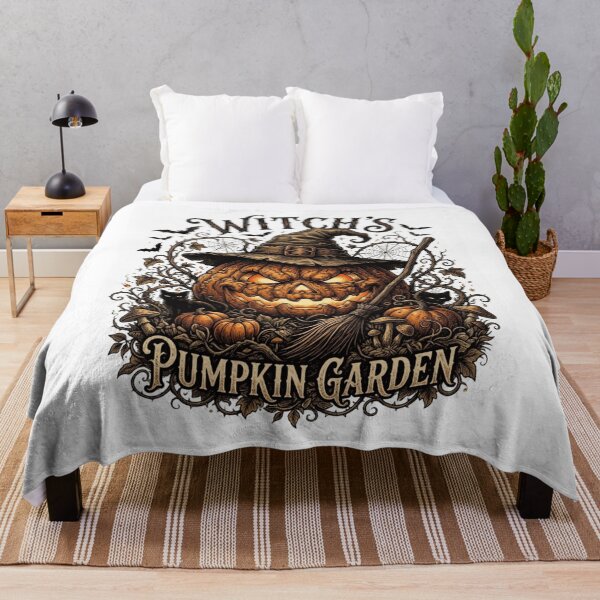 Item preview, Witch's Pumpkin Garden – Gothic Halloween Pumpkin and Black Cat Design designed and sold by RajDeals.
