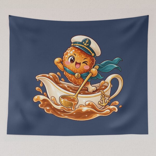 Item preview, Captain Drumstick Gravy Boat Ship Funny Kawaii Thanksgiving Cute Food Humor designed and sold by MagicMakerPh.