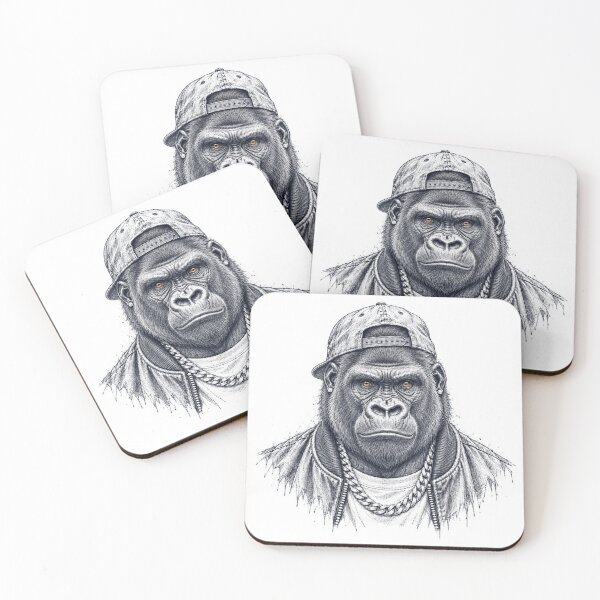 Item preview, Hip-Hop Gorilla – Backwards Cap and Chain Animal Sketch designed and sold by Paper-Pickle.
