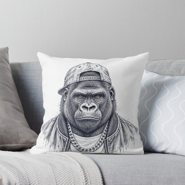 Item preview, Hip-Hop Gorilla – Backwards Cap and Chain Animal Sketch designed and sold by Paper-Pickle.