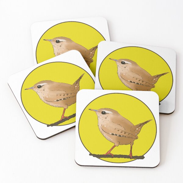 Item preview, Wren (Troglodytes troglodytes) in the yellow circle designed and sold by WindyAndWarm.