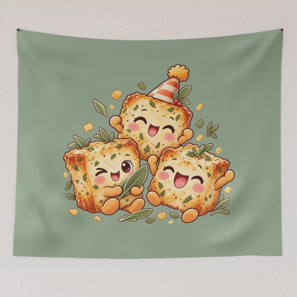 Item preview, Stuffing Bread Cubes Party Kawaii Thanksgiving Cute Funny Food Friends designed and sold by MagicMakerPh.