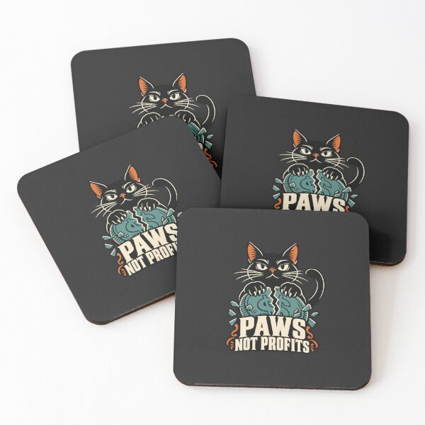 Item preview, Paws Not Profits – Anticapitalist Black Cat designed and sold by WAUZ.