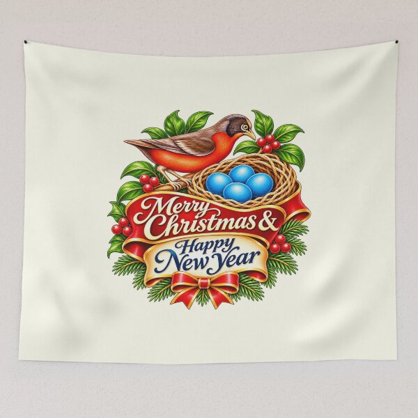 Item preview, Nurturing New Beginnings – Christmas Robin Bird Illustration designed and sold by annenambiro.