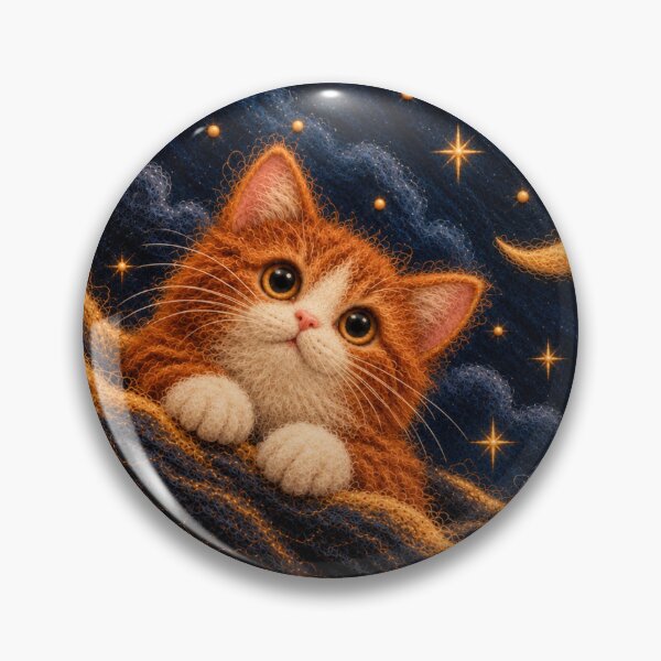Item preview, Cute Ginger Kitten, Cosmic Cat and Golden Crescent Moon designed and sold by HavuNordicShop.