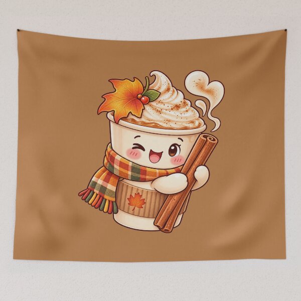 Item preview, Cute Pumpkin Spice Latte Cup Character Kawaii Fall Cinnamon Stick Hug designed and sold by MagicMakerPh.