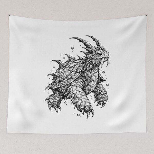 Item preview, Dragon Turtle Dark Fantasy Spiked Sea Monster designed and sold by Szkicerka.