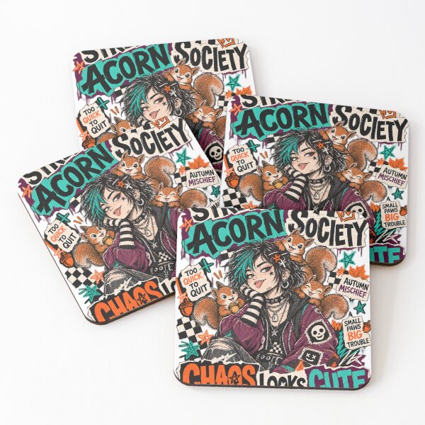 Item preview, Street Acorn Society Punk Girl with Squirrels T-Shirt Design designed and sold by KIDEnia.