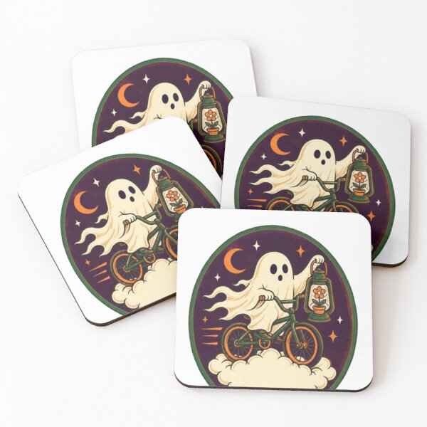 Item preview,  Cute Whimsical Ghost Riding Bicycle with Flower Lantern Art designed and sold by mohamedmawgoud.
