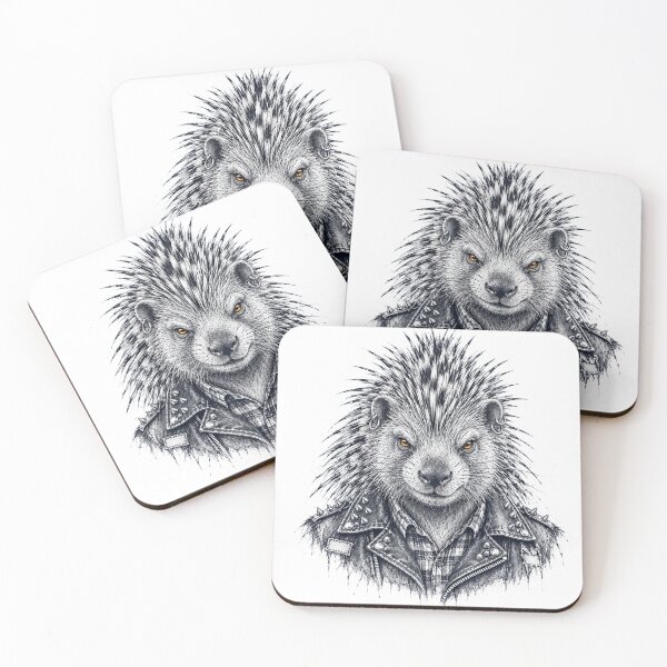 Item preview, Punk Porcupine – Studded Leather Jacket Animal Sketch designed and sold by Paper-Pickle.
