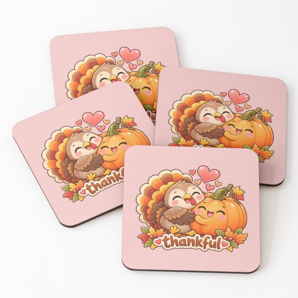 Item preview, Thankful Turkey and Pumpkin Hug Kawaii Thanksgiving Cute Gratitude Design designed and sold by MagicMakerPh.