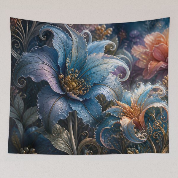 Item preview, Blue Filigree Flowers  designed and sold by Beyond The Canvas.