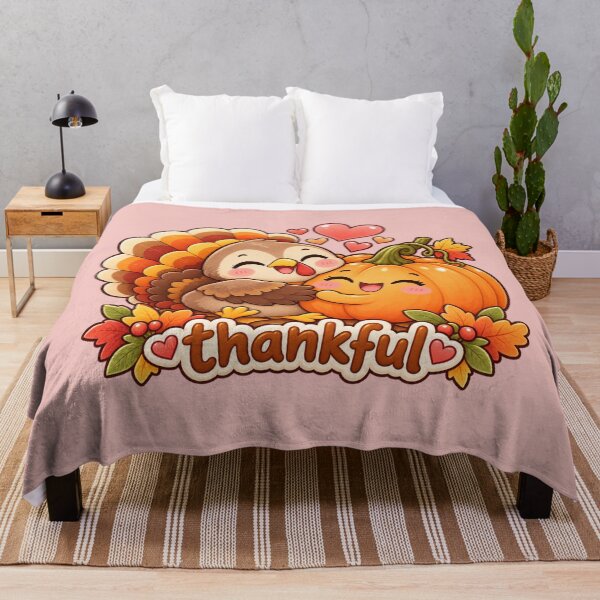 Item preview, Thankful Turkey and Pumpkin Hug Kawaii Thanksgiving Cute Gratitude Design designed and sold by MagicMakerPh.