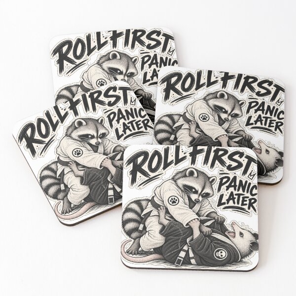 Item preview, Roll First Panic Later Funny Raccoon vs Possum BJJ T-Shirt designed and sold by KIDEnia.