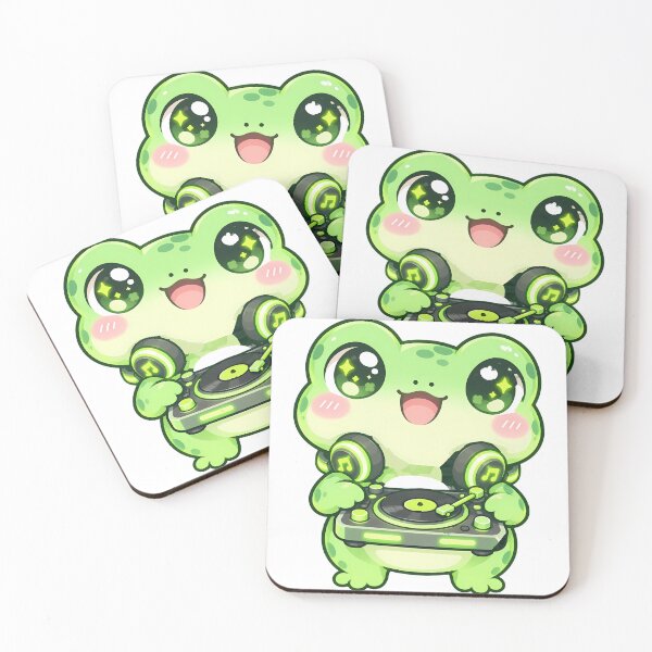 Item preview, Frog DJ with Turntable and Headphones Cute Chill Music designed and sold by T0LD Studio.