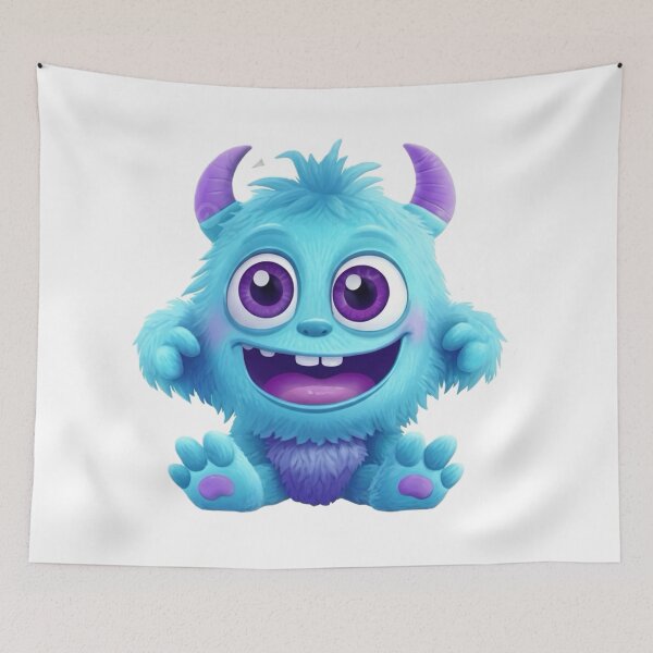 Item preview, Cute Happy Blue Monster - Little Furry Creature Sticker designed and sold by Designs248877.
