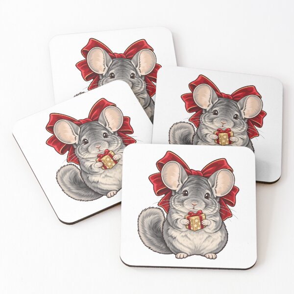 Item preview, Festive Chinchilla With Velvet Gift Bow designed and sold by Philippa Shop.