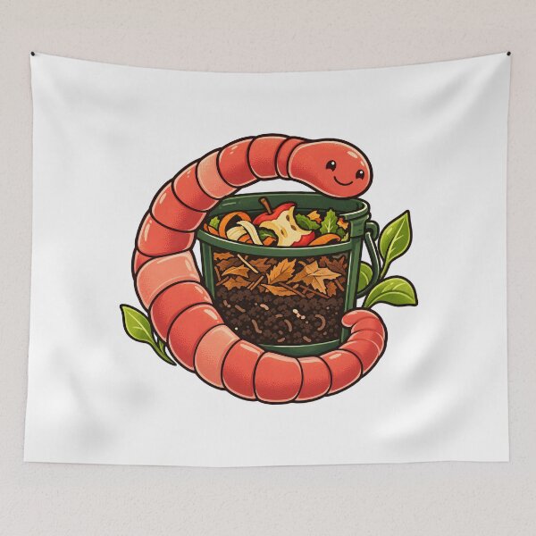 Item preview, Happy Compost Worm Garden Helper Art designed and sold by Philippa Shop.