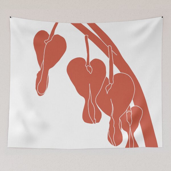 Item preview, Dark Coral Bleeding Heart Flower Minimalist Illustration designed and sold by  CharlottePorterArt.