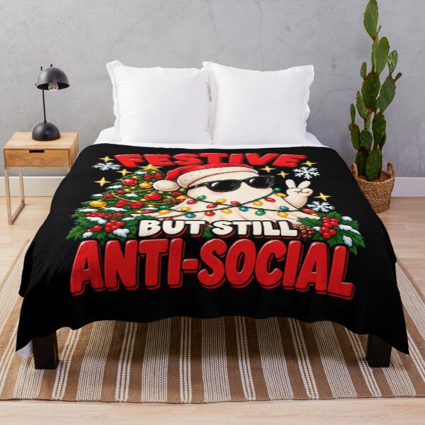 Item preview, Festive but still anti social - humor xmas designed and sold by LoreneVDesign.