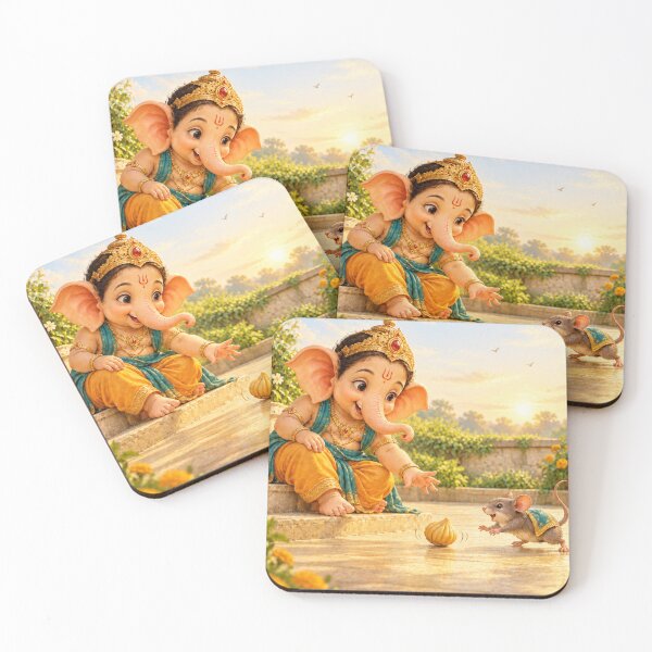 Item preview, Cute Bala Ganesha and Mushak Chasing a Modak designed and sold by Homyar.
