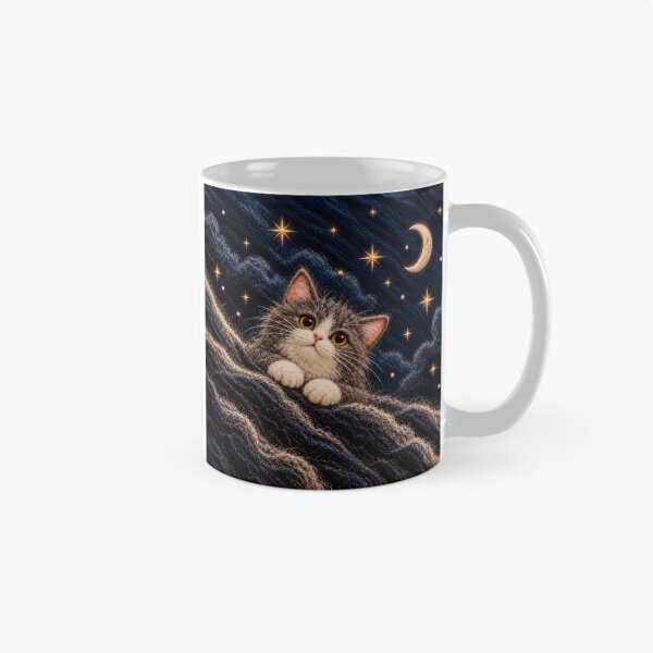 Item preview, Woolly Cosmic Kitten Under a Golden Moon designed and sold by HavuNordicShop.