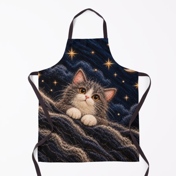 Item preview, Woolly Cosmic Kitten Under a Golden Moon designed and sold by HavuNordicShop.