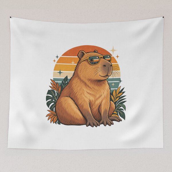 Item preview, Cool capybara wearing retro-style sunglasses designed and sold by Tillyvanilli.