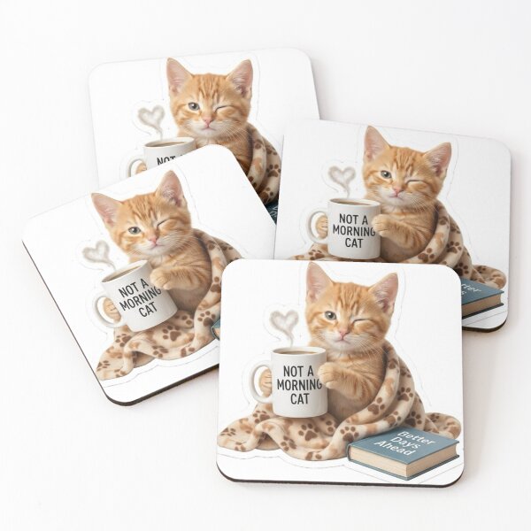Item preview, Cute Not A Morning Cat - Funny Orange Kitten Coffee Sticker designed and sold by Designs248877.