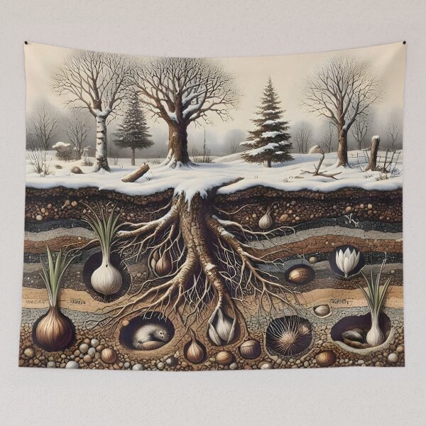 Item preview, Winter Woodland Underground Burrows and Hibernating Animals designed and sold by Sybille-Yates.