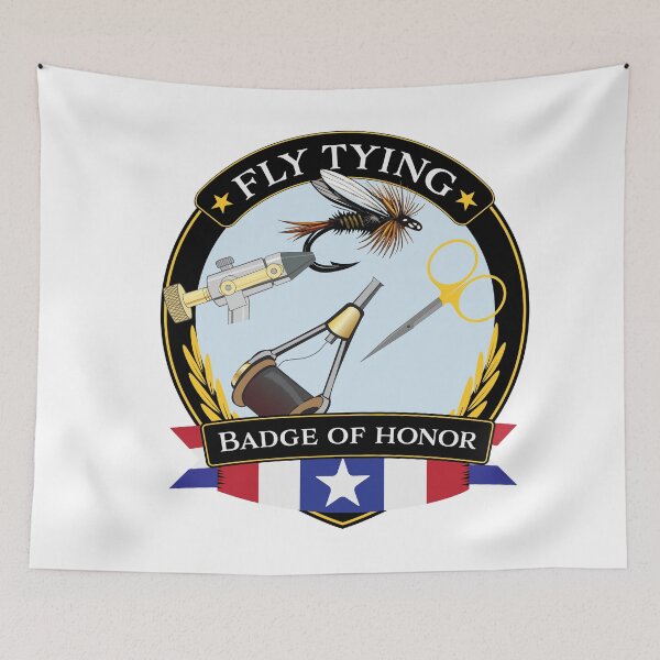 Item preview, Fly tying patriotic "Badge of Honor" badge syle illustration. designed and sold by Art-Horizon.