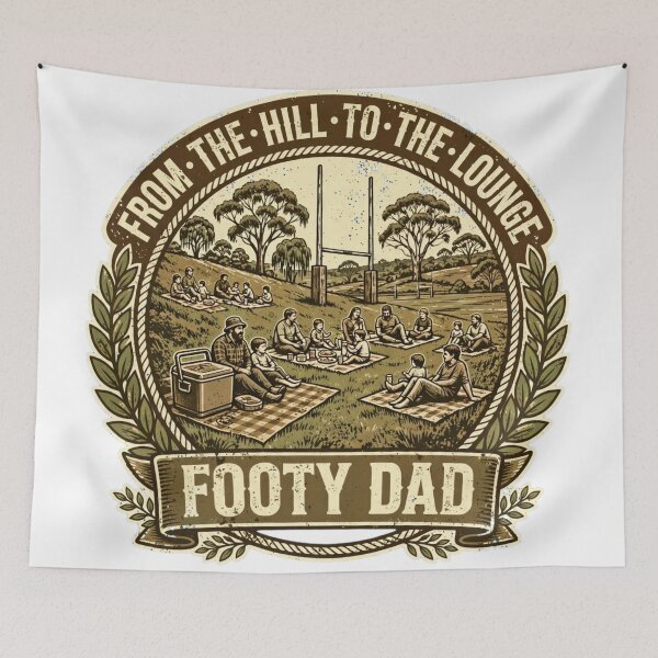 Item preview, From The Hill To Lounge Footy Dad Badge designed and sold by Yellowriversss.