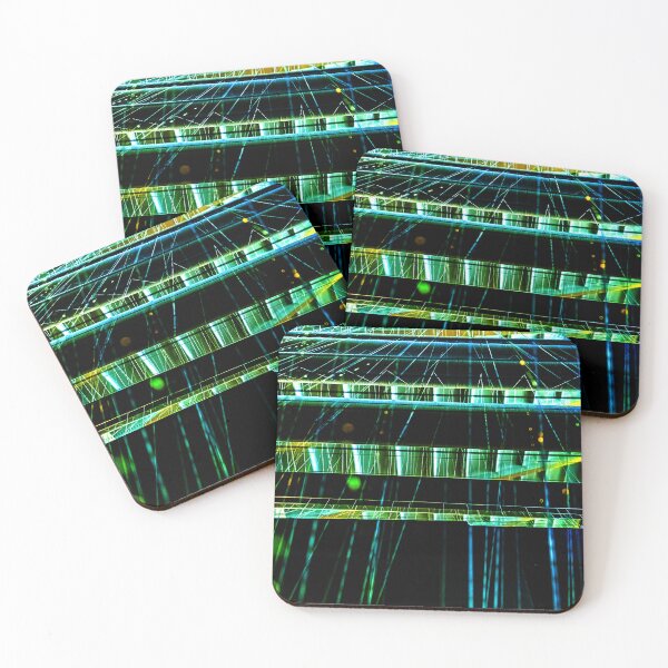 Item preview, Neon Matrix – Futuristic Geometric Abstract Photography in Electric Blue and Green designed and sold by Visual Arts Dominika Cybuch.