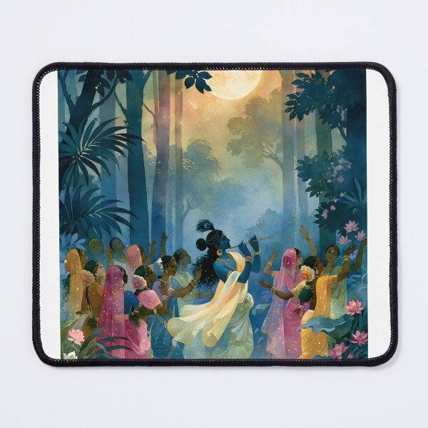 Item preview, Krishna Playing Dancing in Forest Hindu Indian Art designed and sold by Instant Printing.