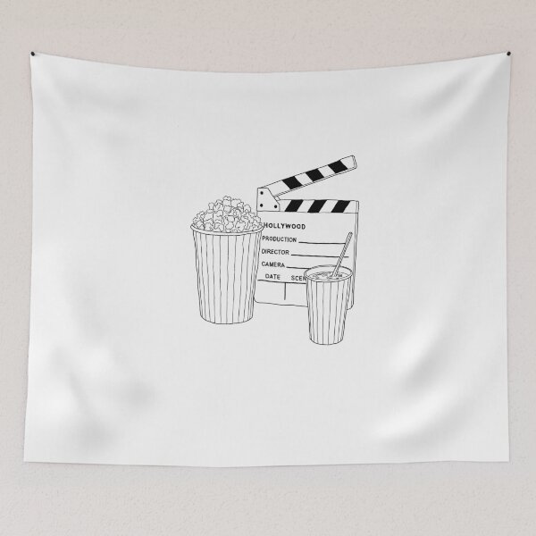 Item preview, Movie Night Popcorn and Clapperboard Line Art designed and sold by polisi26.