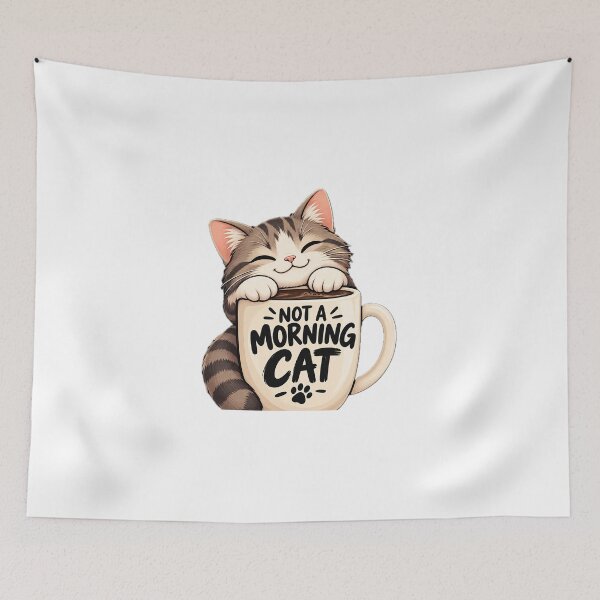 Item preview, Cute Not A Morning Cat Silhouette - Funny Coffee Mug Sticker designed and sold by Designs248877.