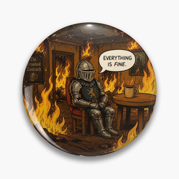 Item preview, Everything Is Fine Medieval Knight Meme designed and sold by Funny Label.