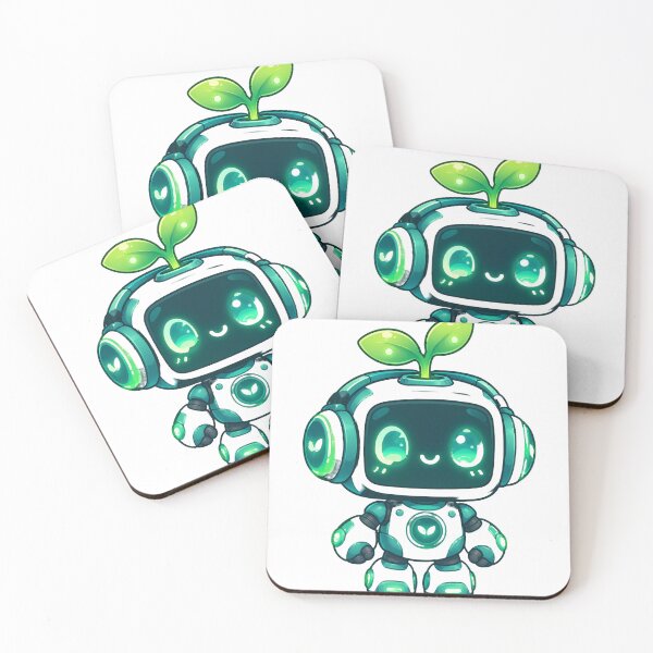 Item preview, Cute Sprout Robot with Headphones Cute Chill Music designed and sold by T0LD Studio.