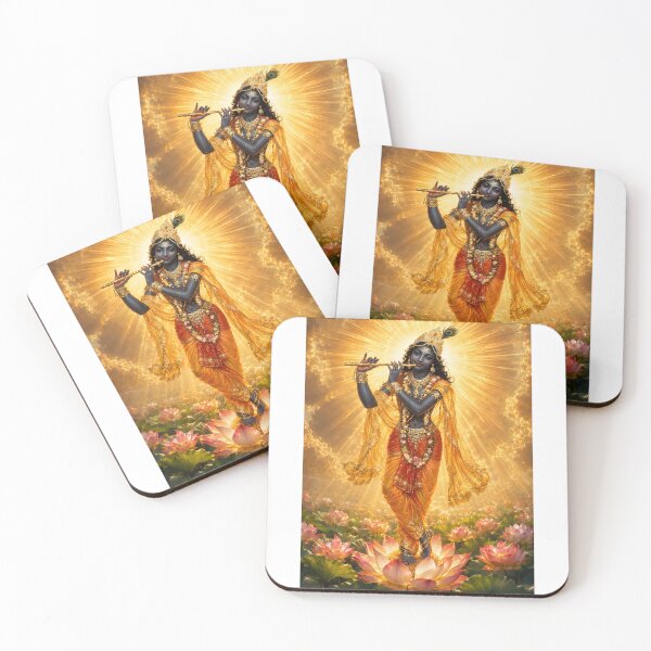 Item preview, Krishna on Lotus Sun Playing Flute Hindu Indian Art designed and sold by Instant Printing.