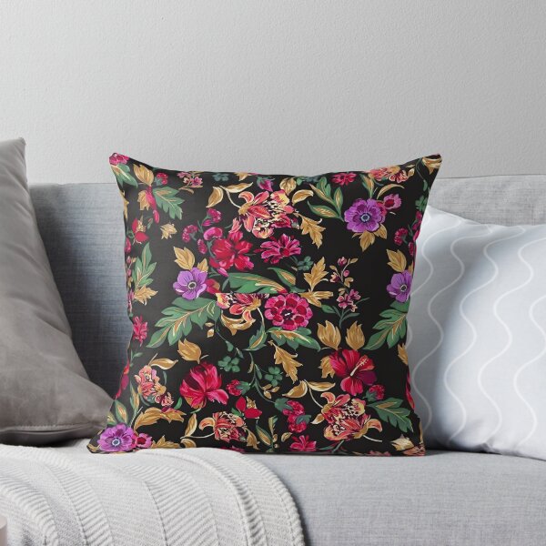 Item preview, Moody Black Floral Red Pink Purple Gold Leaf Design designed and sold by RED ROSES.