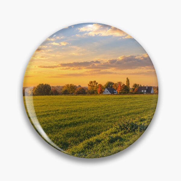 Item preview, Countryside road along green fields at golden hour sunset designed and sold by CielitoArt.