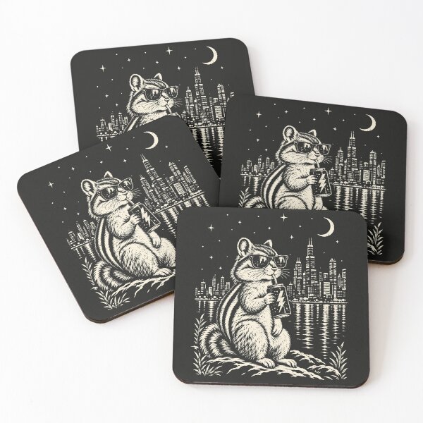 Item preview, Chipmunk Drinking Soda Vintage Animal City Night   designed and sold by Y-Vibes.
