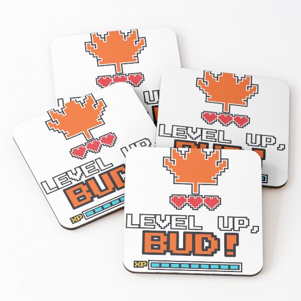 Item preview, Level Up Bud Pixel Maple Leaf Retro Gamer designed and sold by PugslyJr2000.