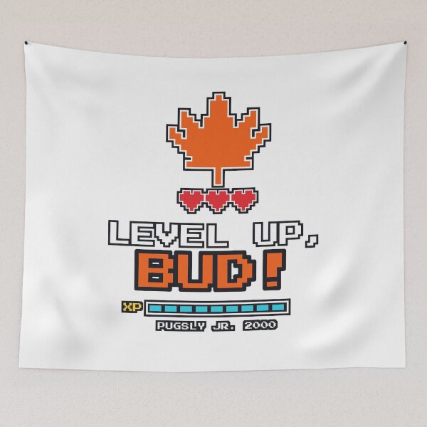 Item preview, Level Up Bud Pixel Maple Leaf Retro Gamer designed and sold by PugslyJr2000.