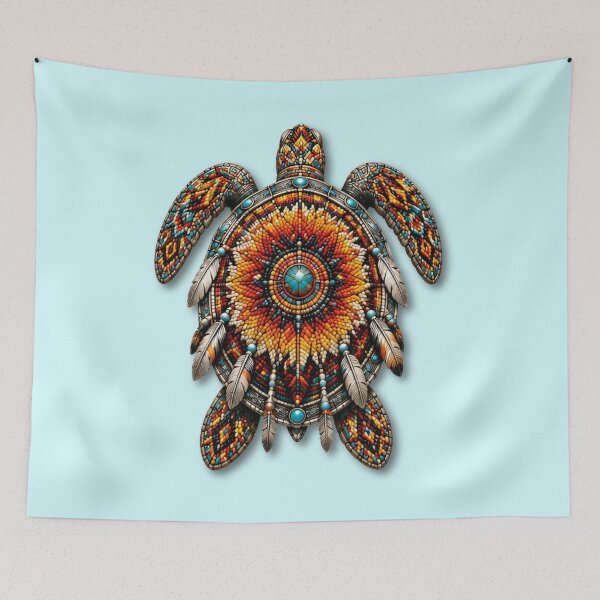 Item preview, Red Beadwork Sea Turtle | Fiery Ocean Art designed and sold by Zaru Art Studio.