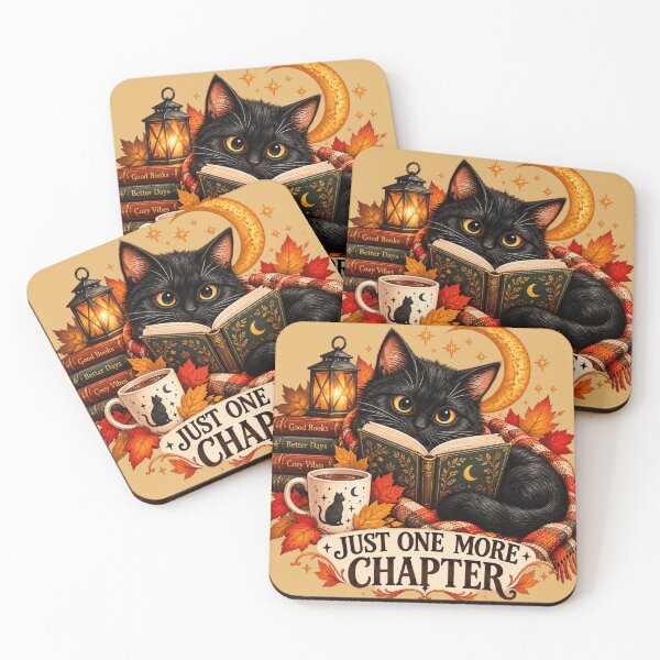 Item preview, Cozy Black Cat Reading Vintage Books designed and sold by RobertHun.