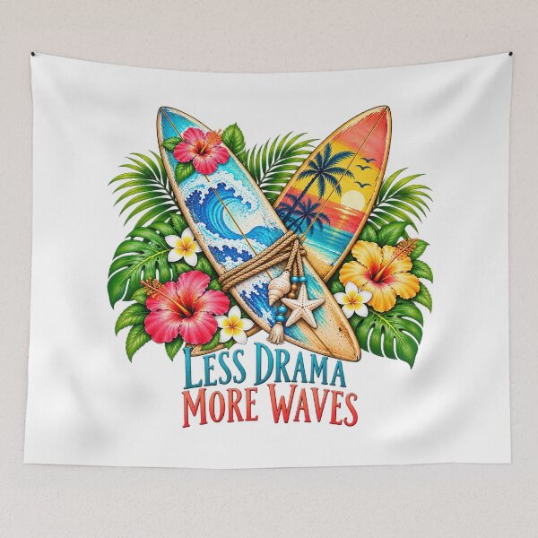 Item preview, Less Drama More Waves Tropical Surfboards designed and sold by J-CCreations.