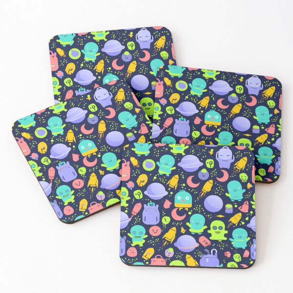 Item preview, Cute Kawaii Space Aliens & Clouds Seamless Pattern 03 designed and sold by The Design Asset Station.